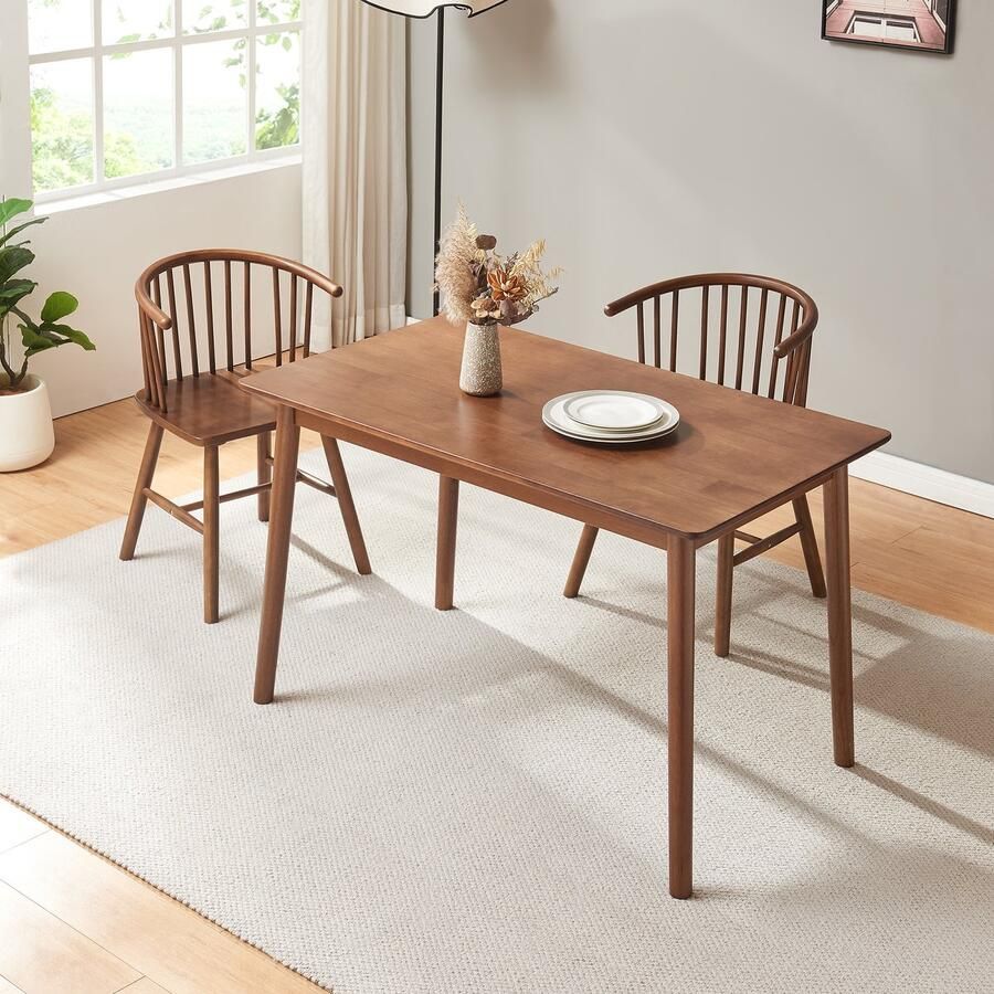 En.casa Eettafel Klijori 140x75x74 cm rubberhout walnootkleurig [ ]