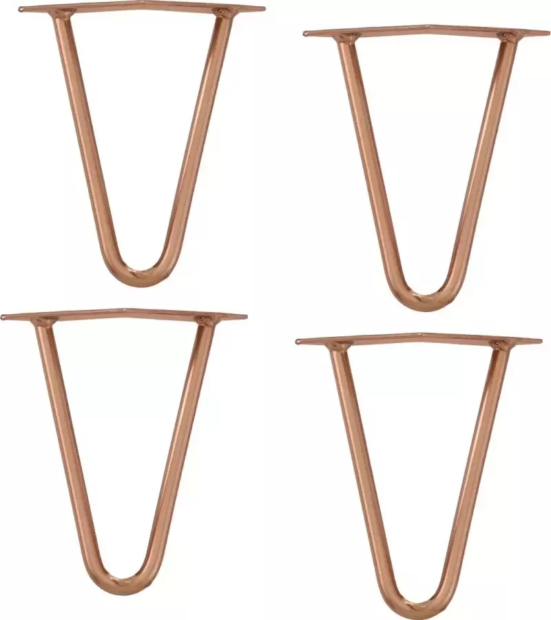En.casa Hairpin poten tafelpoten 2-punt set van 4 15 cm bruin-koperachtig