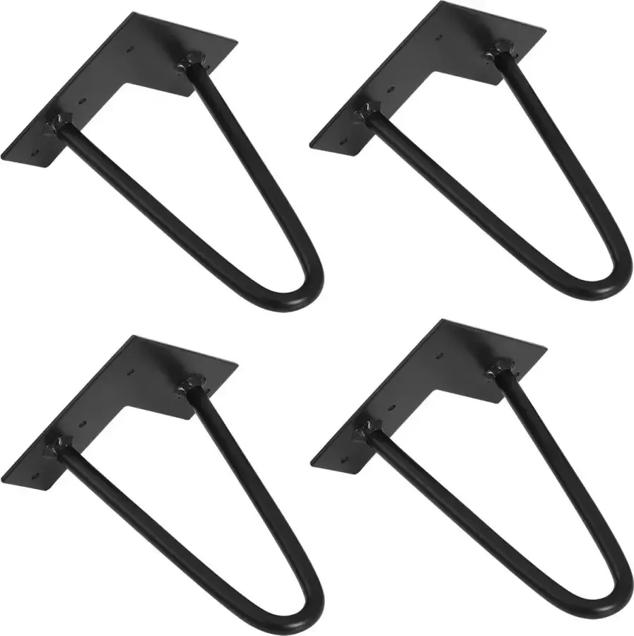 En.casa Hairpin poten tafelpoten 2-punt set van 4 15 cm zwart