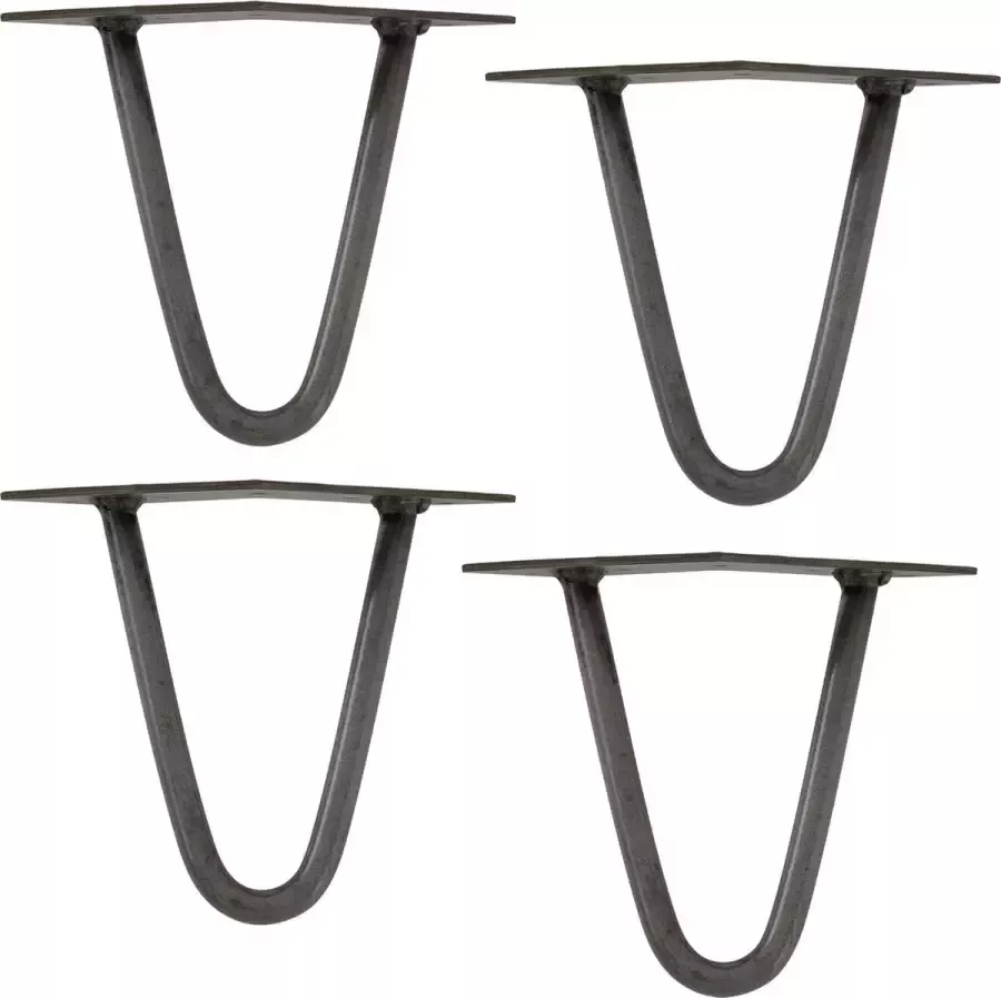 En.casa Hairpin poten tafelpoten 2-punt set van 4 20 cm metaal grijs