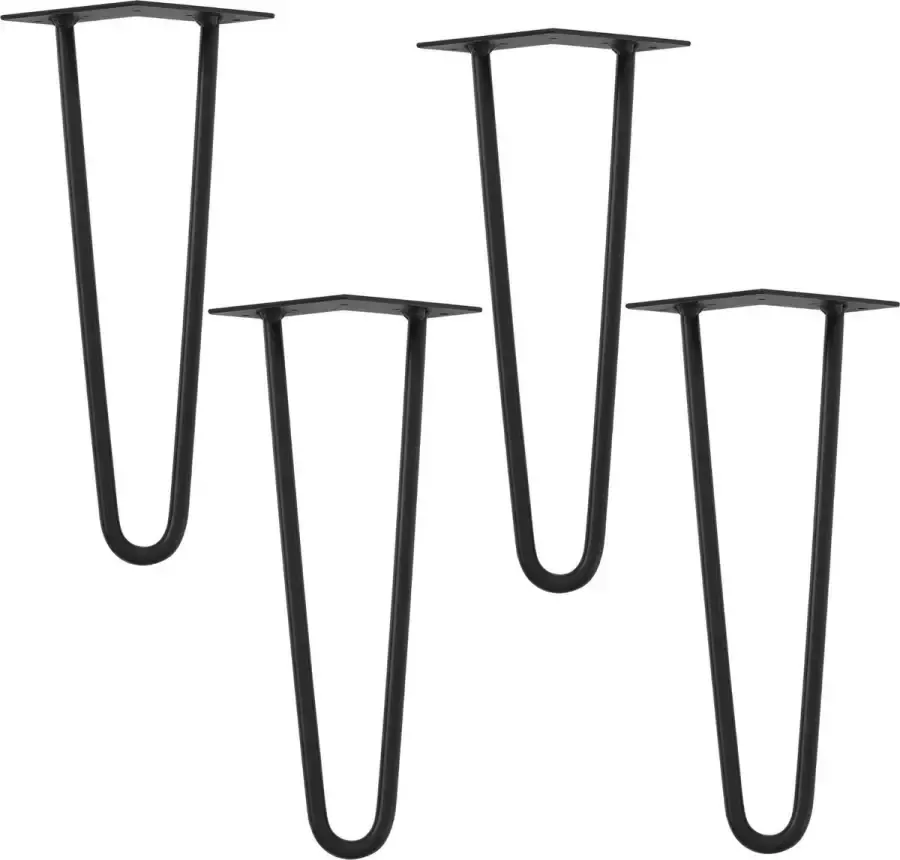 En.casa Hairpin poten tafelpoten 2-punt set van 4 40 cm zwart