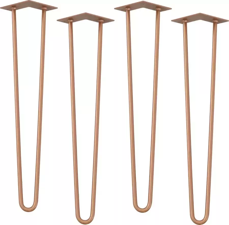 En.casa Hairpin poten tafelpoten 2-punt set van 4 61 cm bruin-koperachtig