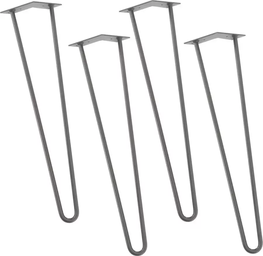 En.casa Hairpin poten tafelpoten 2-punt set van 4 72 cm metaal grijs