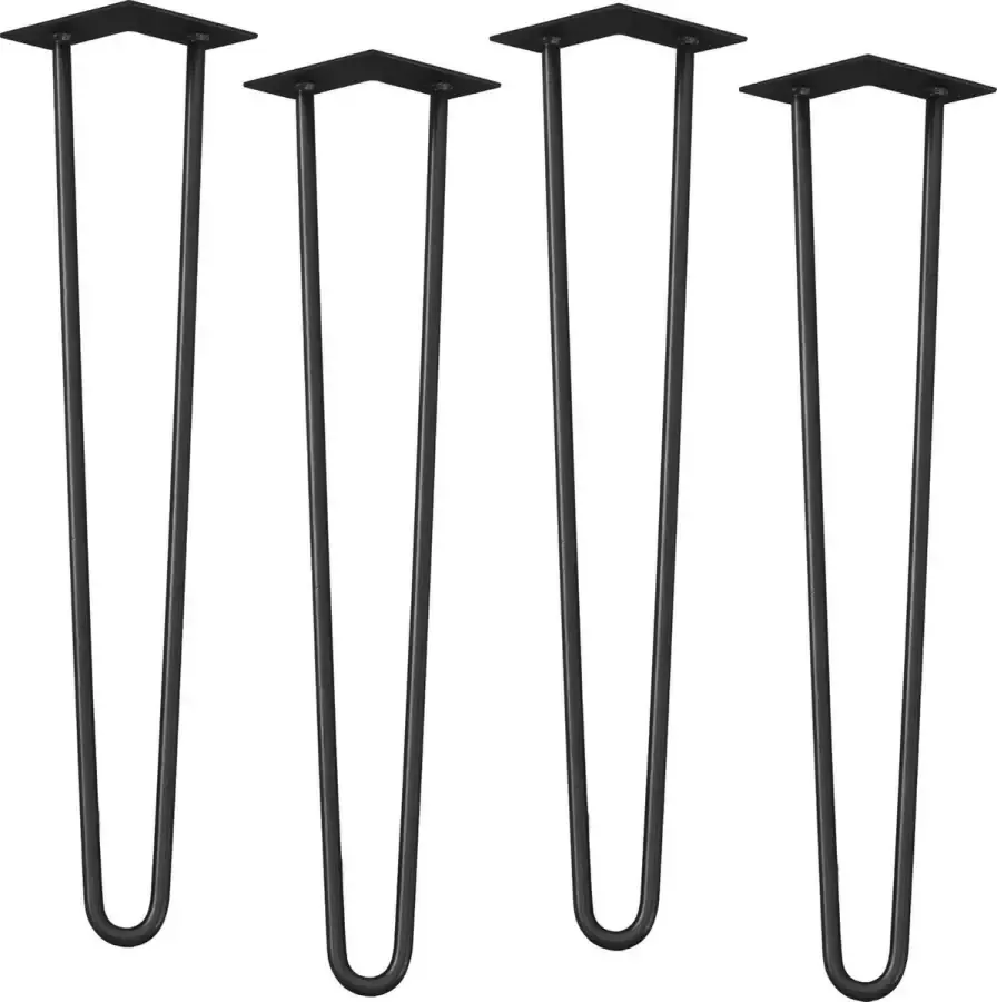 En.casa Hairpin poten tafelpoten 2-punt set van 4 72 cm zwart