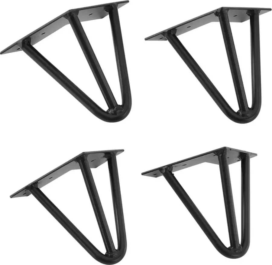 En.casa Hairpin poten tafelpoten 3-punt set van 4 15 cm zwart