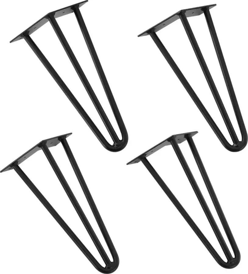 En.casa Hairpin poten tafelpoten 3-punt set van 4 30 cm zwart