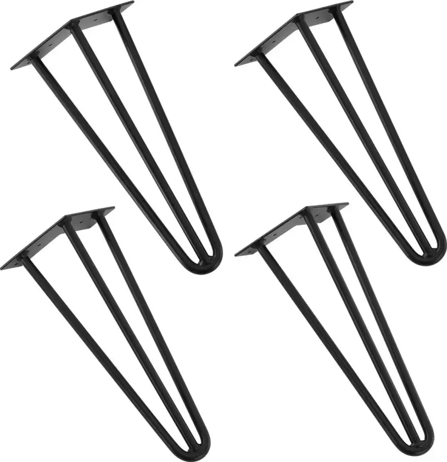 En.casa Hairpin poten tafelpoten 3-punt set van 4 35 cm zwart