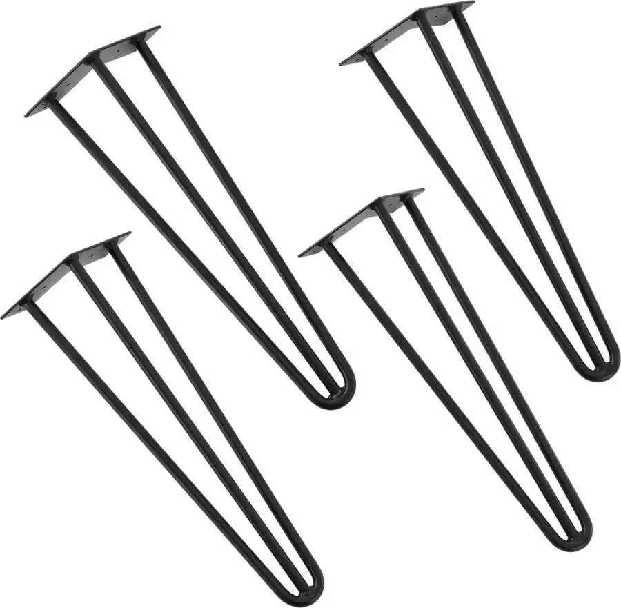 En.casa Hairpin poten tafelpoten 3-punt set van 4 45 cm zwart