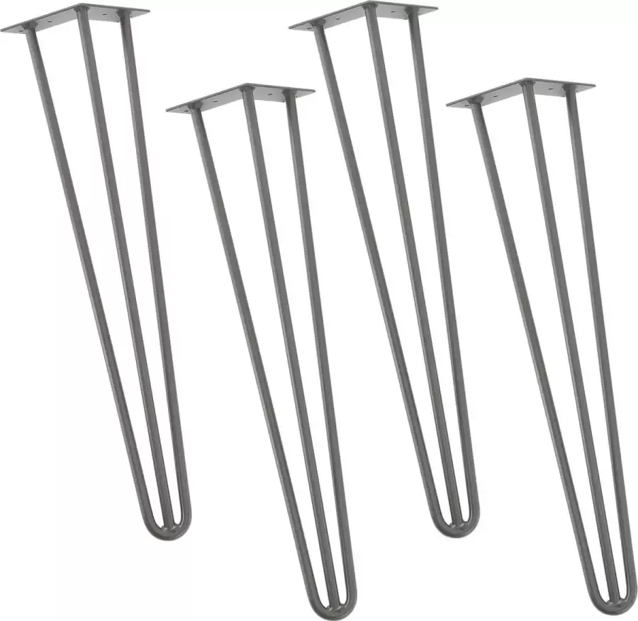 En.casa Hairpin poten tafelpoten 3-punt set van 4 72 cm metaal grijs