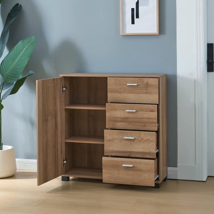 En.casa Halmeubel Döbritz 84x80x28 cm eikenkleurig