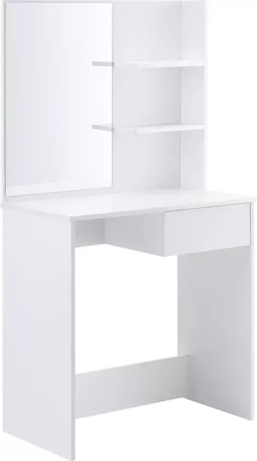 en.casa Kaptafel Rustenburg met spiegel wit 141x75x40 cm wit