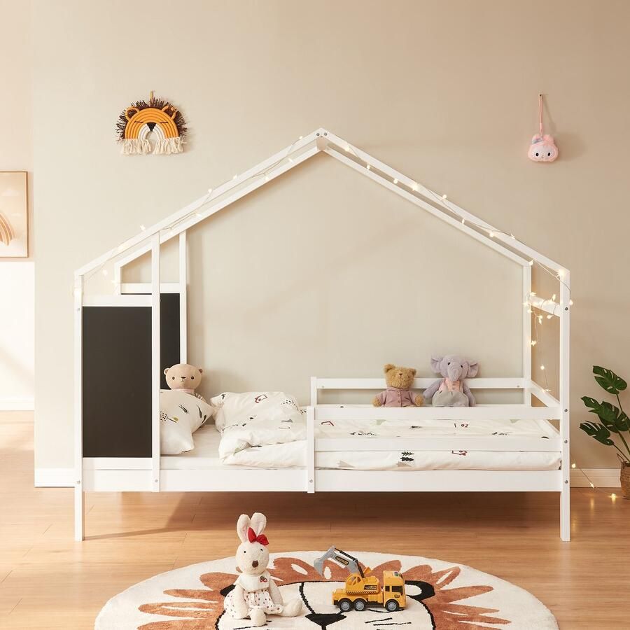En.casa Kinderbed Lorenskog huisbed met matras 200x90 cm wit [ ]