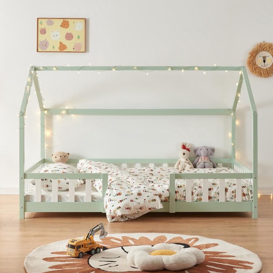 En.casa Kinderbed Sisimiut huisbed 200x140 cm mint en wit [ ]