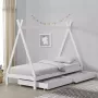 En.casa Kinderbed Tipi grenen met bedlades 90x200 cm wit - Thumbnail 1