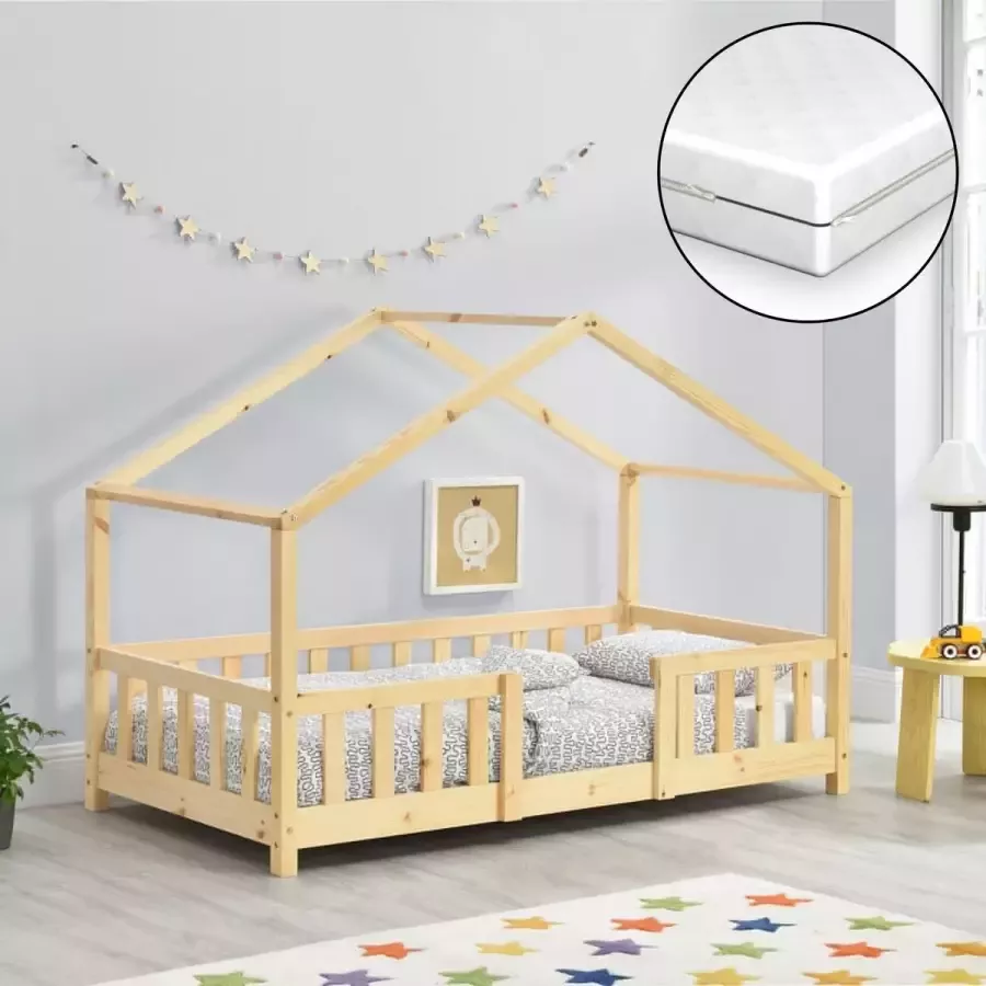 En.casa Kinderbed Treviolo met matras 70x140 cm houtkleurig