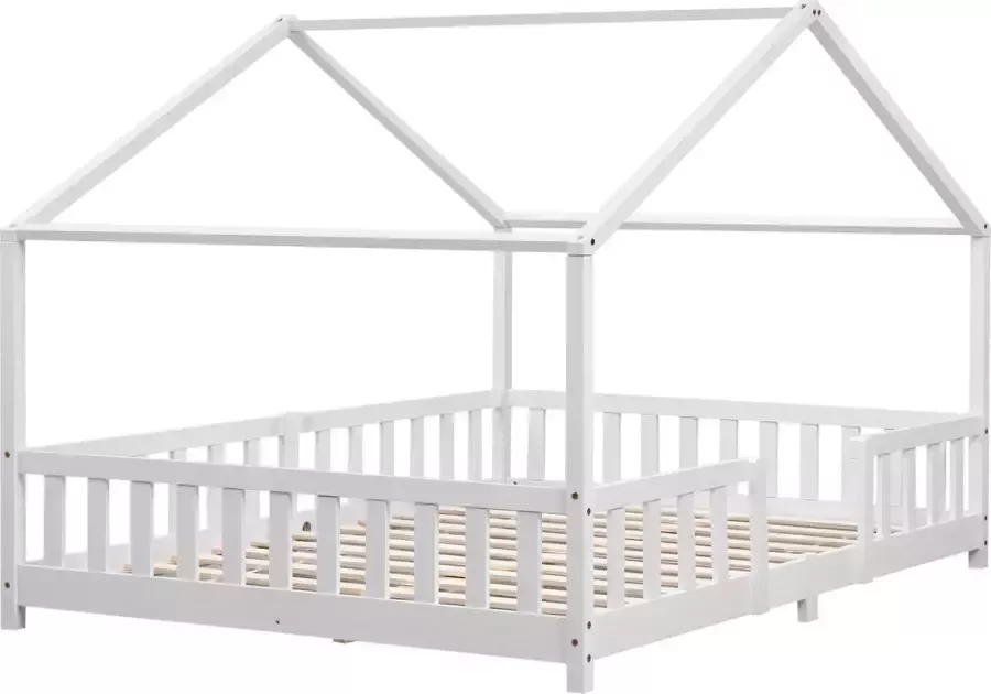En.casa Kinderbed Treviolo met uitvalbeveiliging 140x200 cm wit mat
