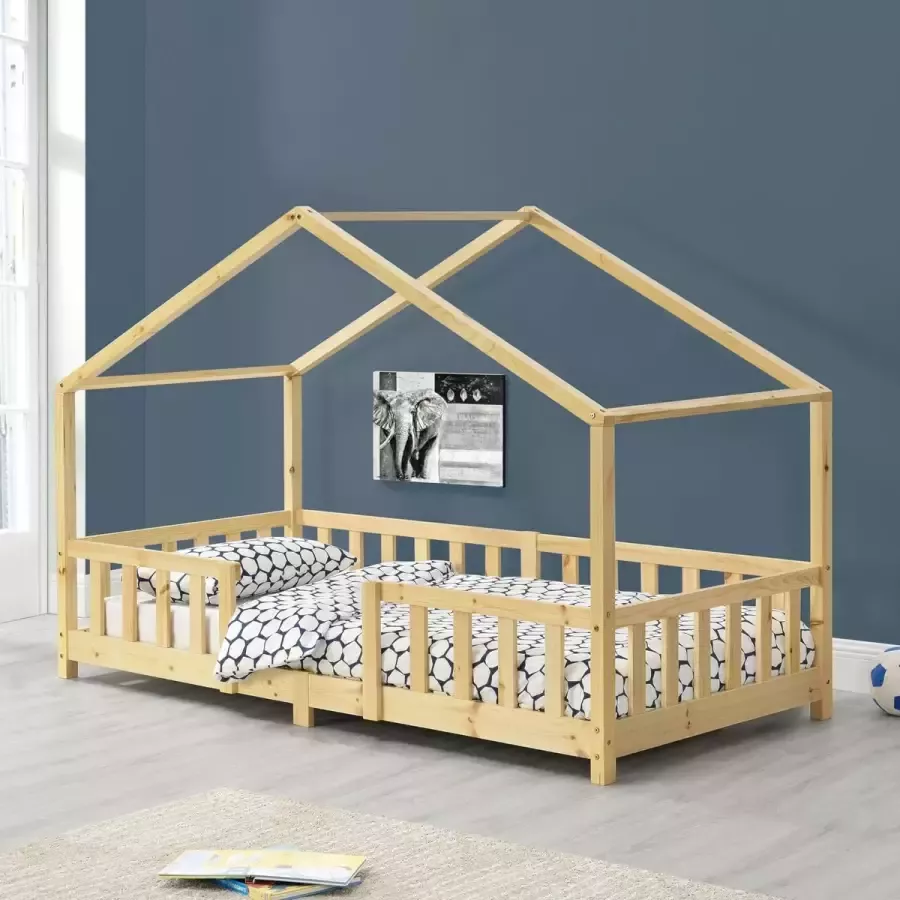 En.casa Kinderbed Treviolo met uitvalbeveiliging 90x200 cm houtkleurig