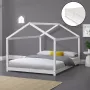 En.casa Kinderbed Cerro twijfelaar huisbed met matras 120x200 cm wit - Thumbnail 2