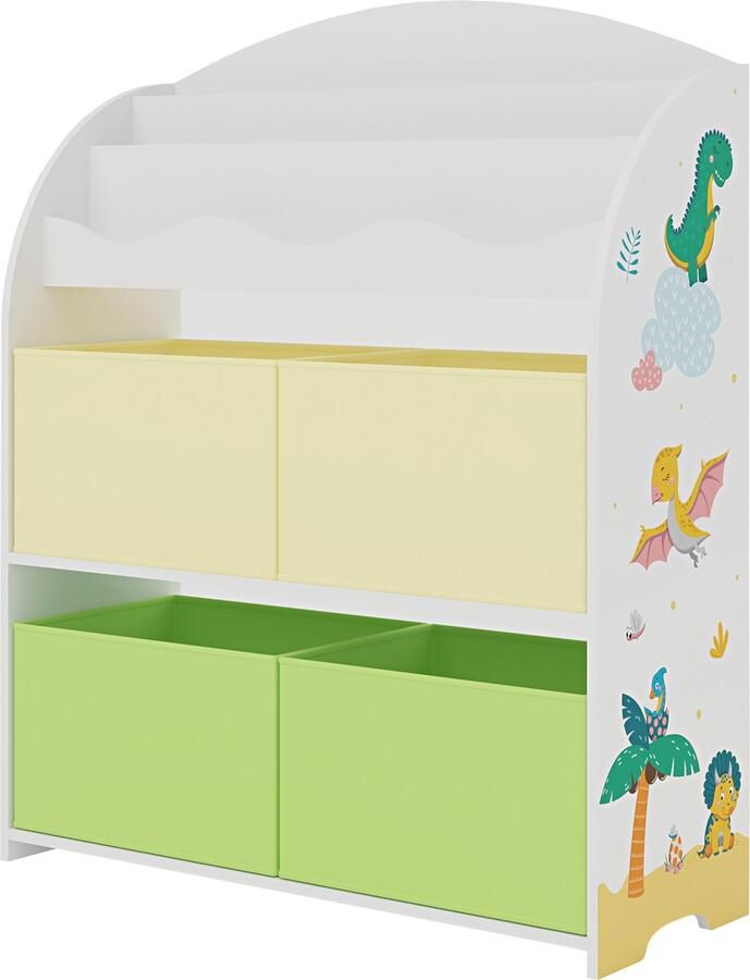 En.casa Kinderboekenkast Orust opbergkast 97 5x82 5x29 5 cm dinosaurusmotief [ ]