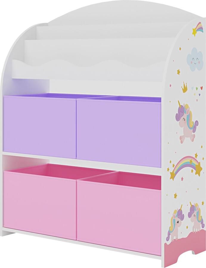 En.casa Kinderboekenkast Orust opbergkast 97 5x82 5x29 5 cm eenhoornmotief [ ]