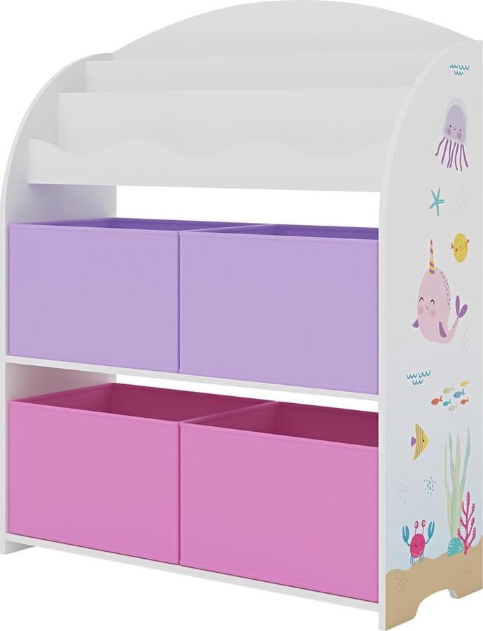 En.casa Kinderboekenkast Orust opbergkast 97 5x82 5x29 5 cm oceaan motief [ ]