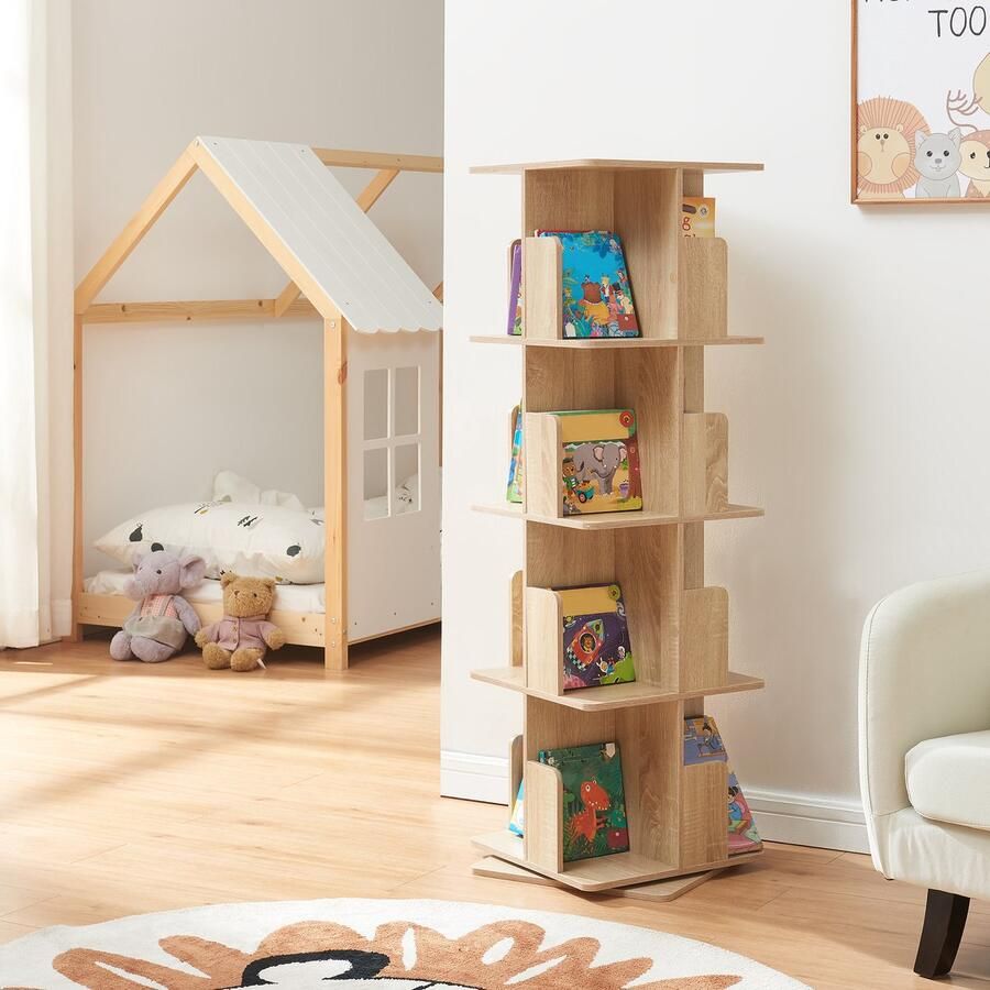 En.casa Kinderboekenkast Talöpintaa draaibaar 129x40x40 cm eikenkleurig [ ]