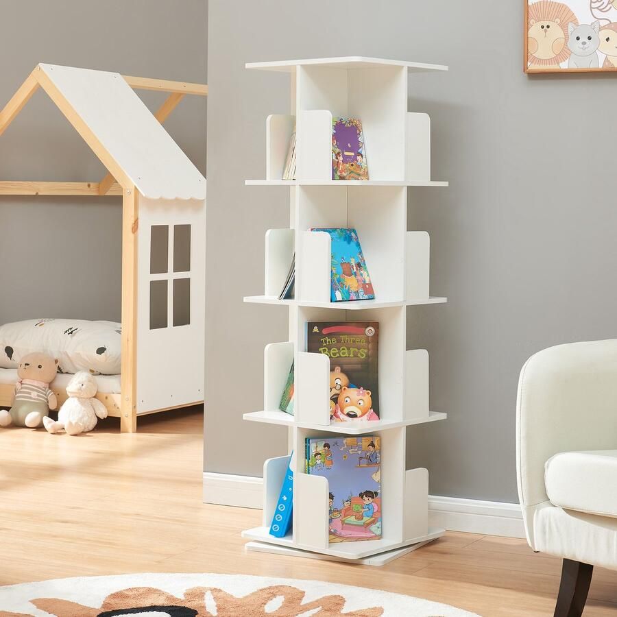 En.casa Kinderboekenkast Talöpintaa draaibaar 129x40x40 cm wit [ ]