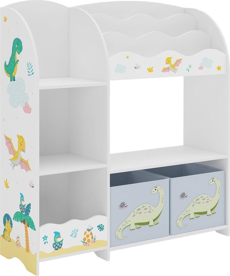 En.casa Kinderkast Lysekil open kast 100x93x30 cm dinosaurusmotief [ ]