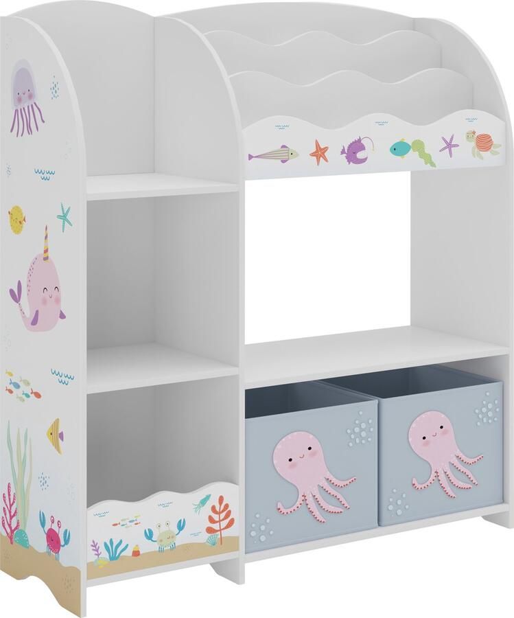 En.casa Kinderkast Lysekil open kast 100x93x30 cm oceaan motief [ ]