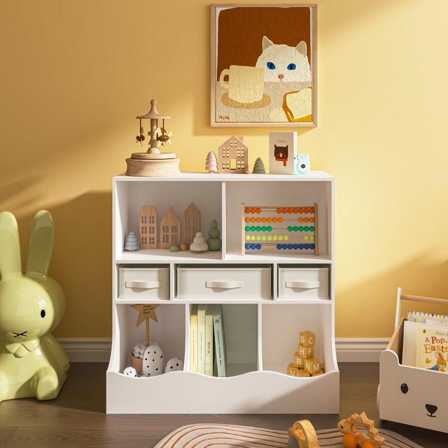 En.casa Kinderkast Vastesa open kast 75x80x40 cm wit [ ]