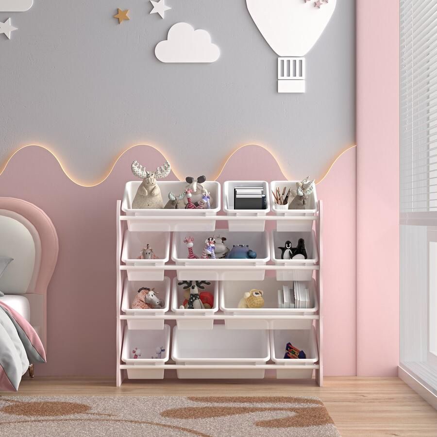 En.casa Kinderkast Vestnes met 12 boxen 78x86x27 cm roze en wit [ ]