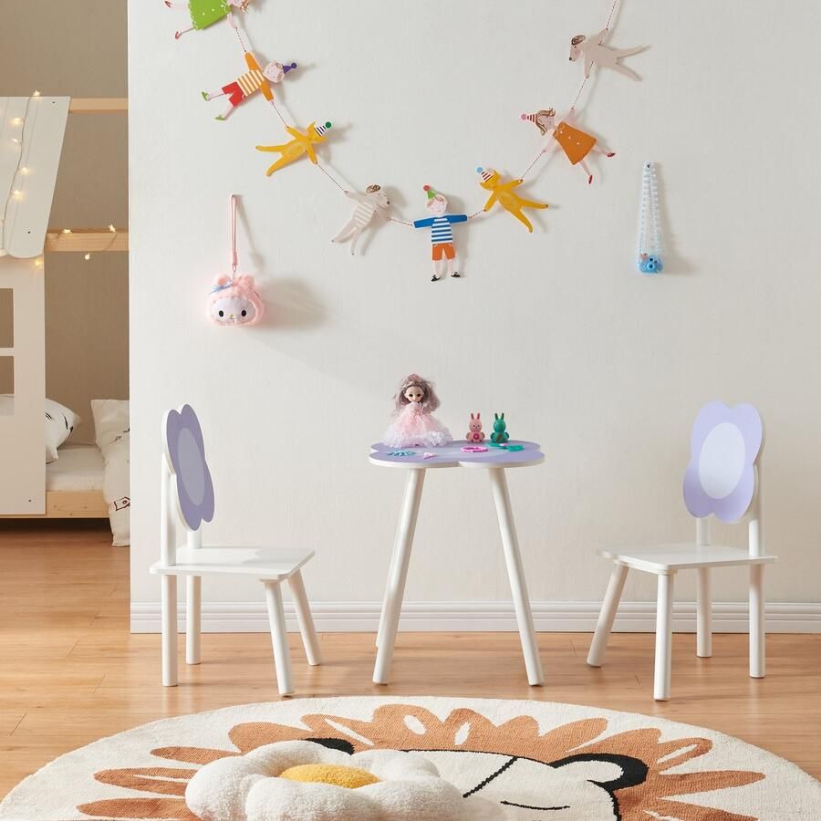 En.casa Kindertafel met 2 kinderstoelen Simrishamn wit en lila [ ]