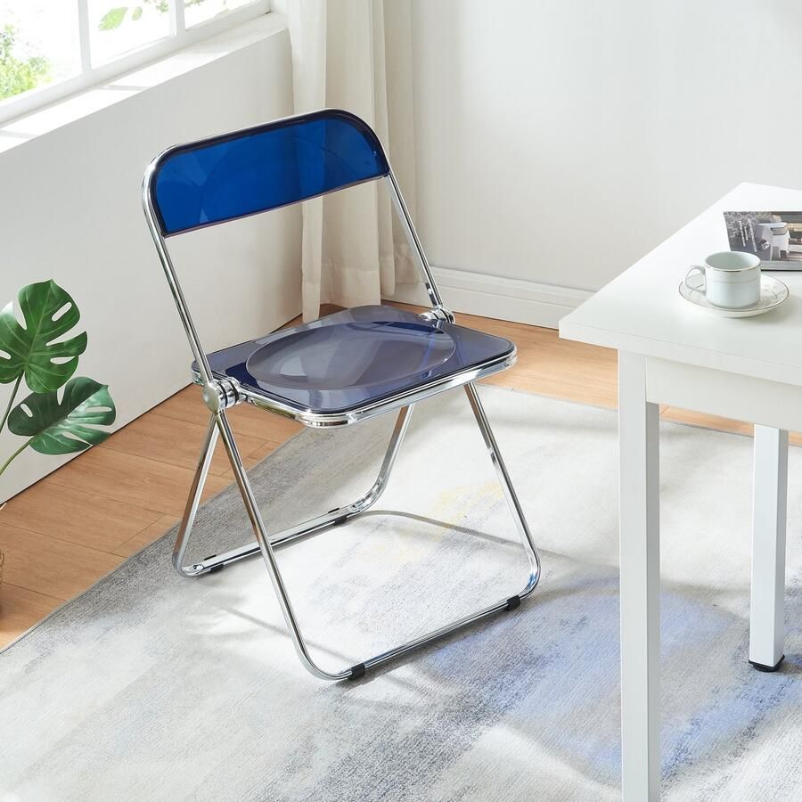 En.casa Klapstoel set van 4 Pornainen 74x46x47 cm donkerblauw [ ]