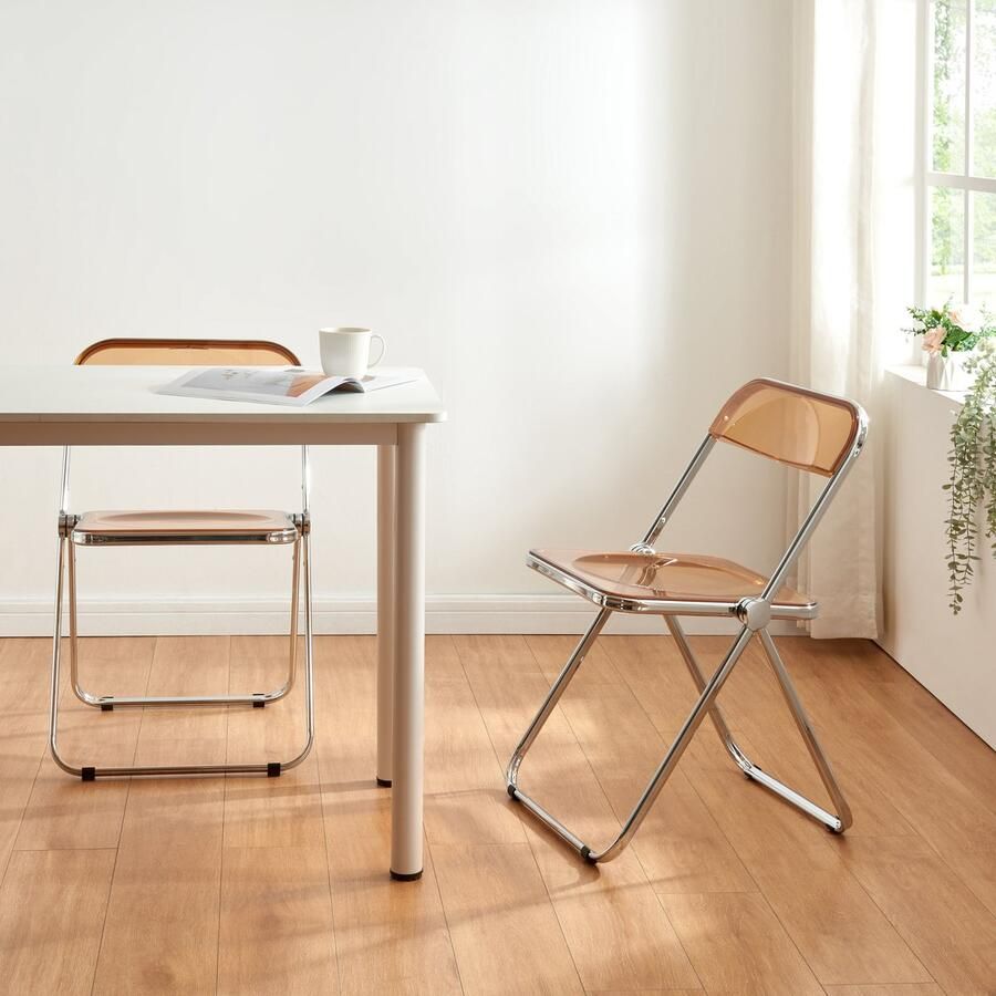 En.casa Klapstoel set van 2 Pornainen 74x46x47 cm oranje transparant [ ]