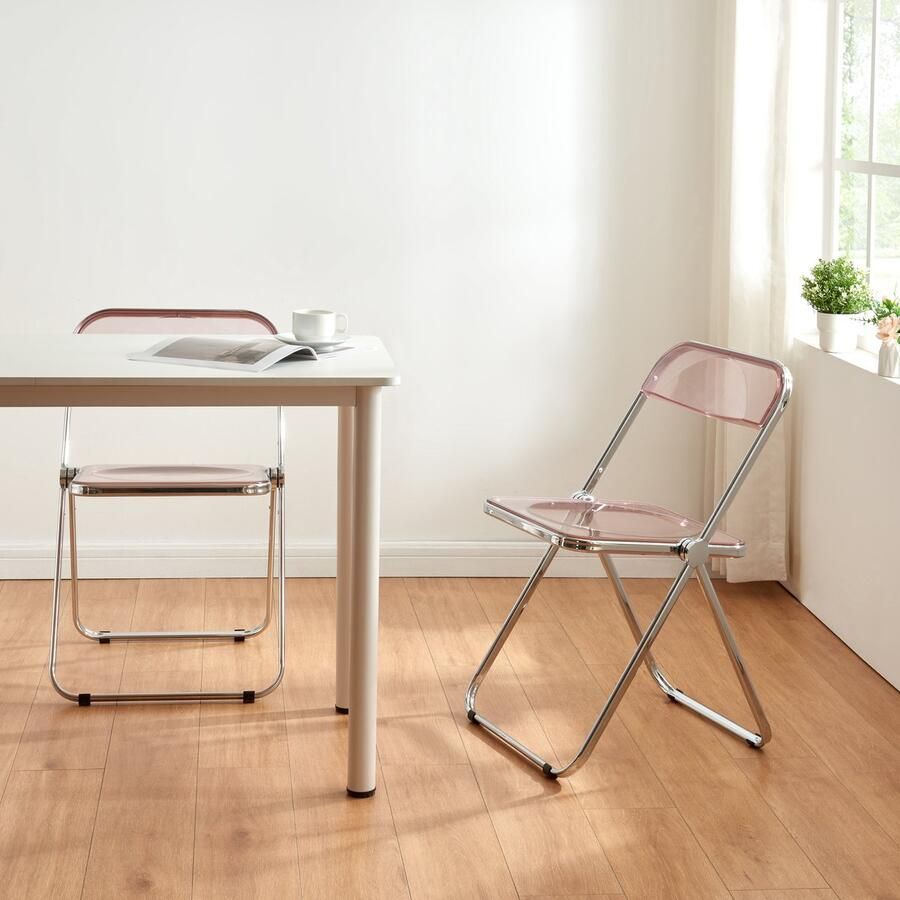 En.casa Klapstoel set van 4 Pornainen 74x46x47 cm roze transparant [ ]