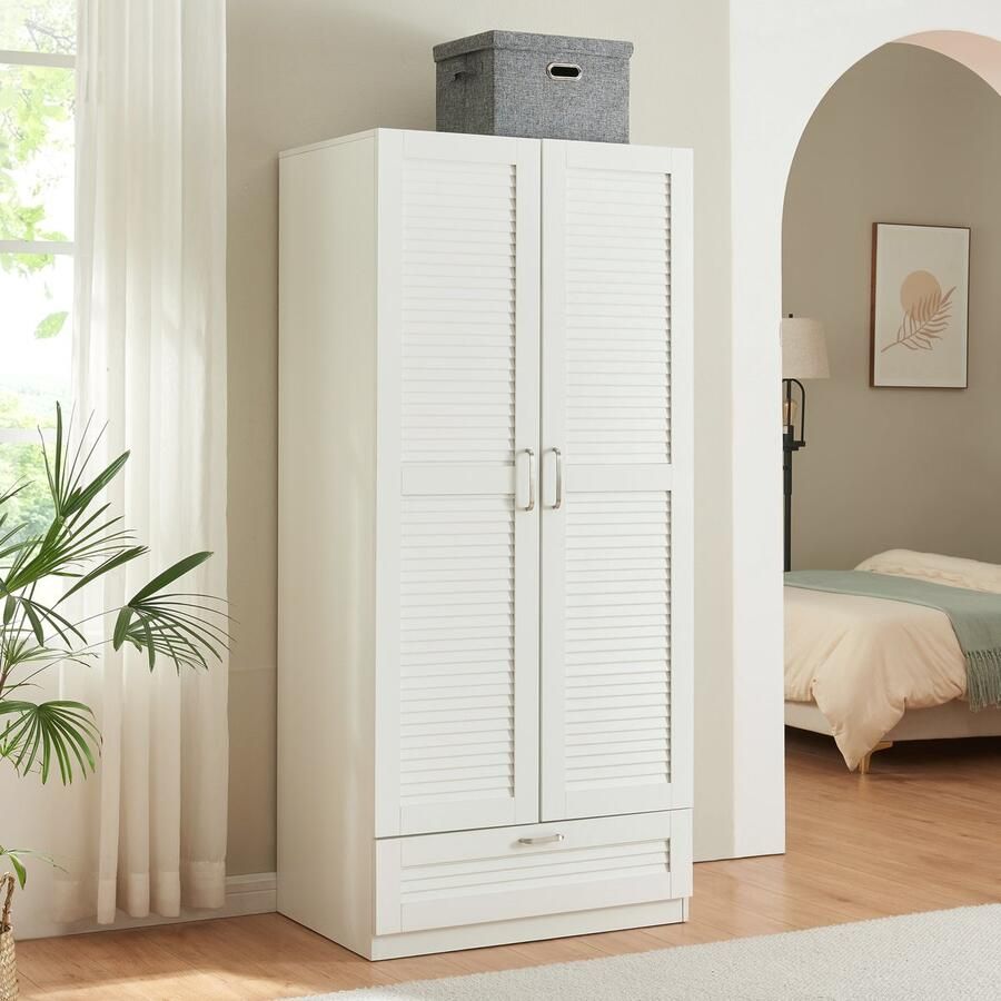 En.casa Kledingkast Finning 176x80x52 cm met 1 lade wit [ ]