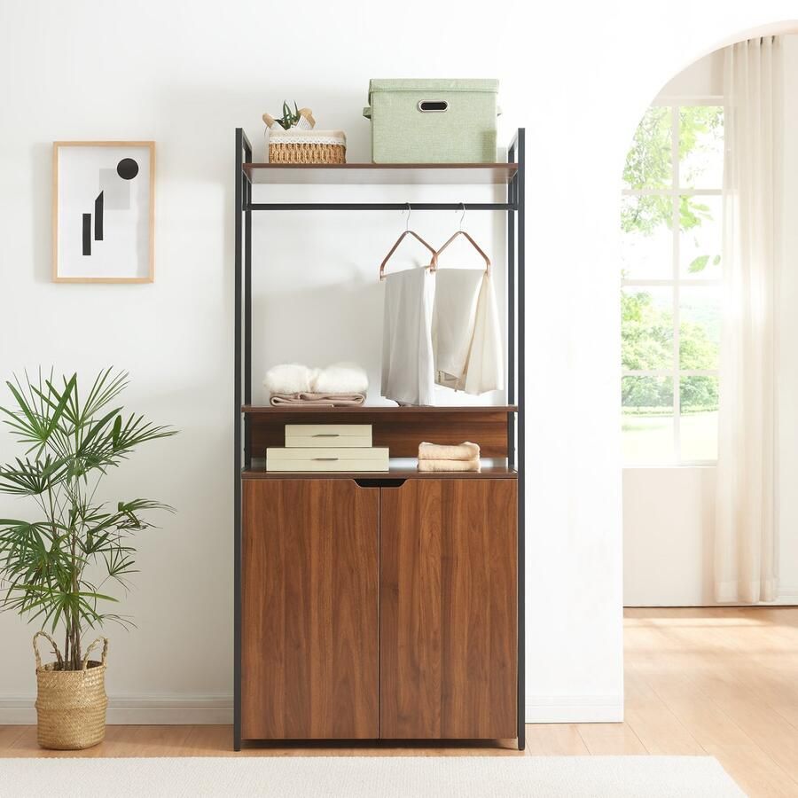 En.casa Kledingkast Larem 180x84x40 cm zwart en walnootkleurig [ ]