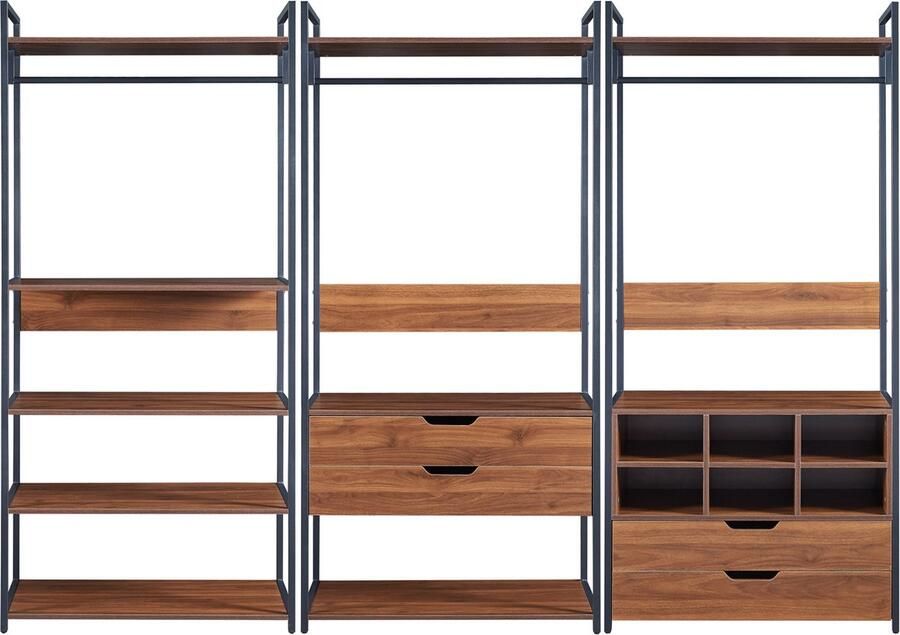 En.casa Kledingkast Larem open kast set van 3 totale lengte 252 cm set 3 [ ]