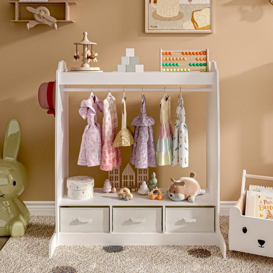 En.casa Kledingkast Moskenes open kast voor kinderen 106 5x95x61 cm wit [ ]