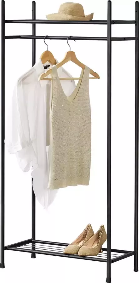 En.casa Kledingkast open kast zwart met 2 planken 130x60x30 cm