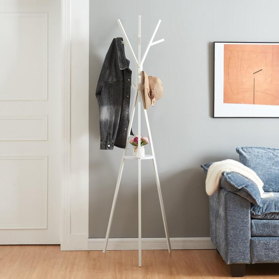 En.casa Kledingrek Edet kapstok met plank 179x48x48 cm wit [ ]