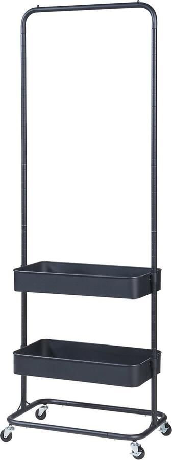En.casa Kledingrek Kumad kapstok op wielen 174 5x58x36 cm zwart [ ]