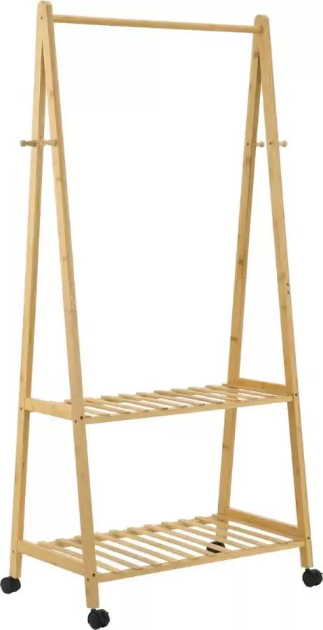 En.casa Kledingrek Met kapstok haken & planken Bamboe Hout kleurig Afmeting (BxDxH) 69 5 x 43 x 152 cm