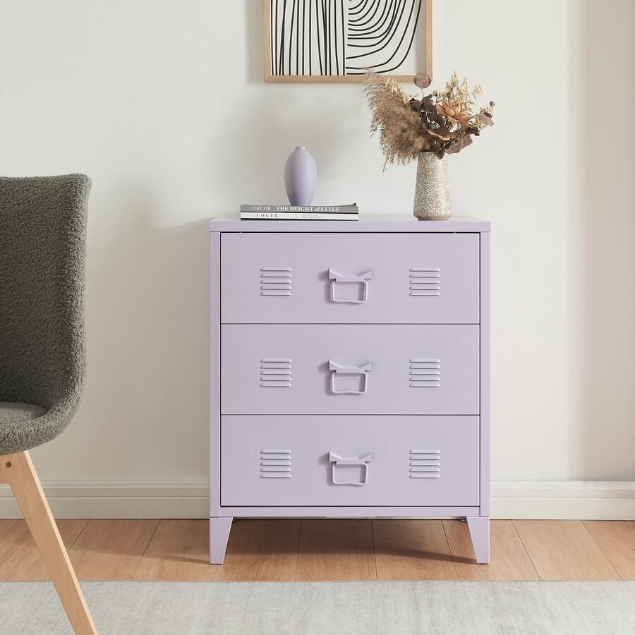 En.casa Ladekast Hämeenlinna commode met lades 72x60x40 cm lichtpaars [ ]