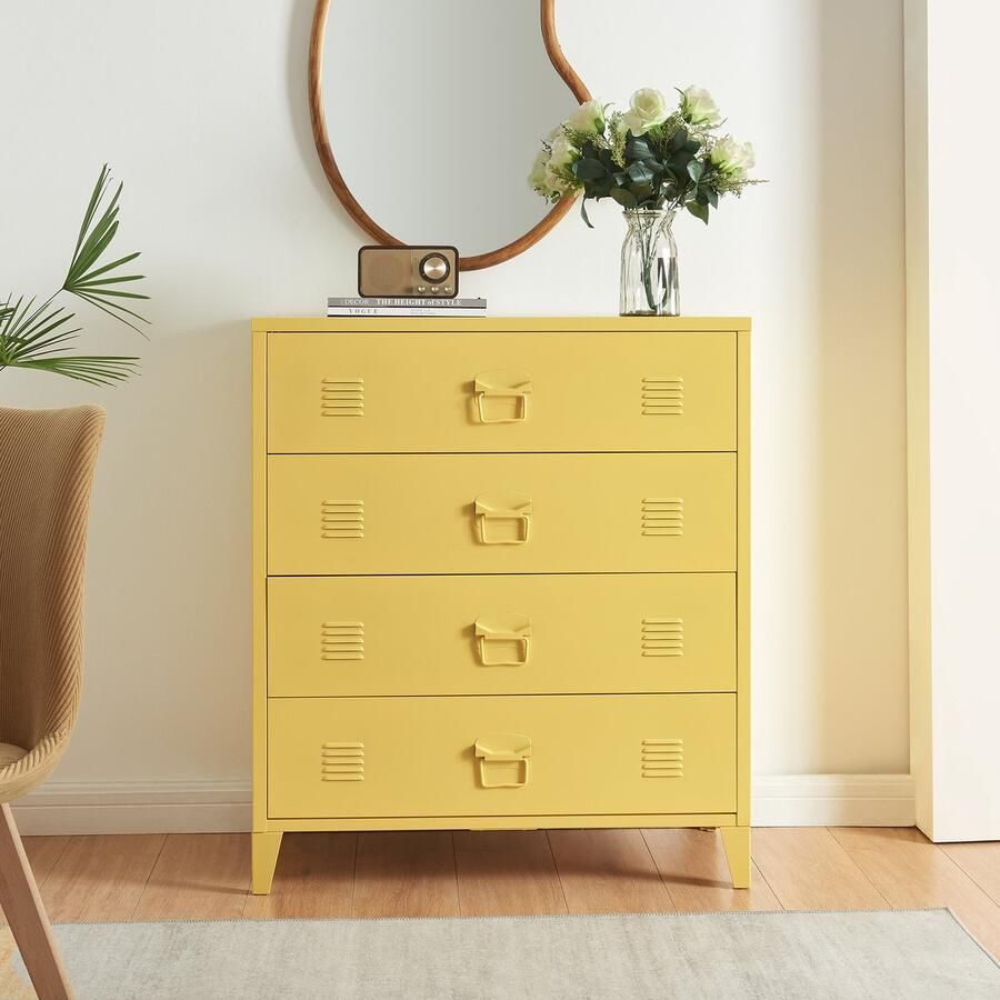 En.casa Ladekast Hämeenlinna commode met lades 92x80x40 cm geel [ ]