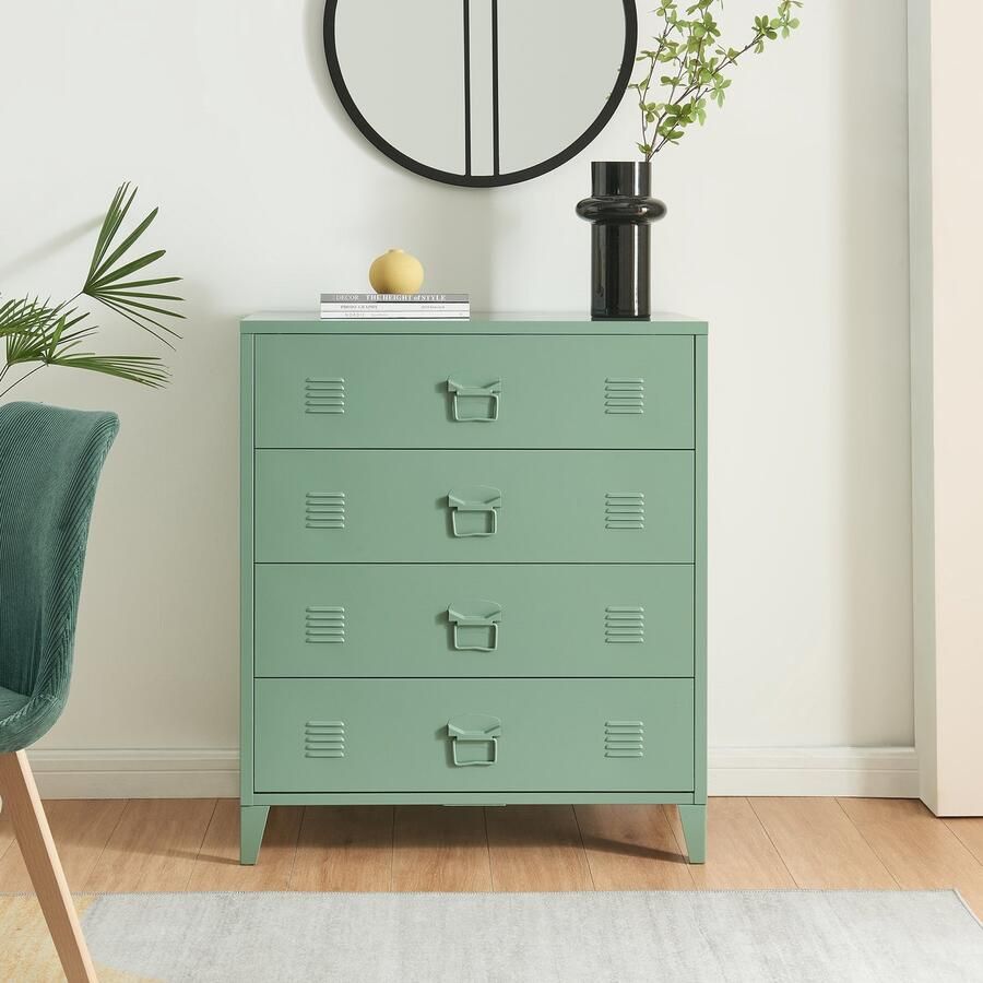 En.casa Ladekast Hämeenlinna commode met lades 92x80x40 cm groen mat [ ]