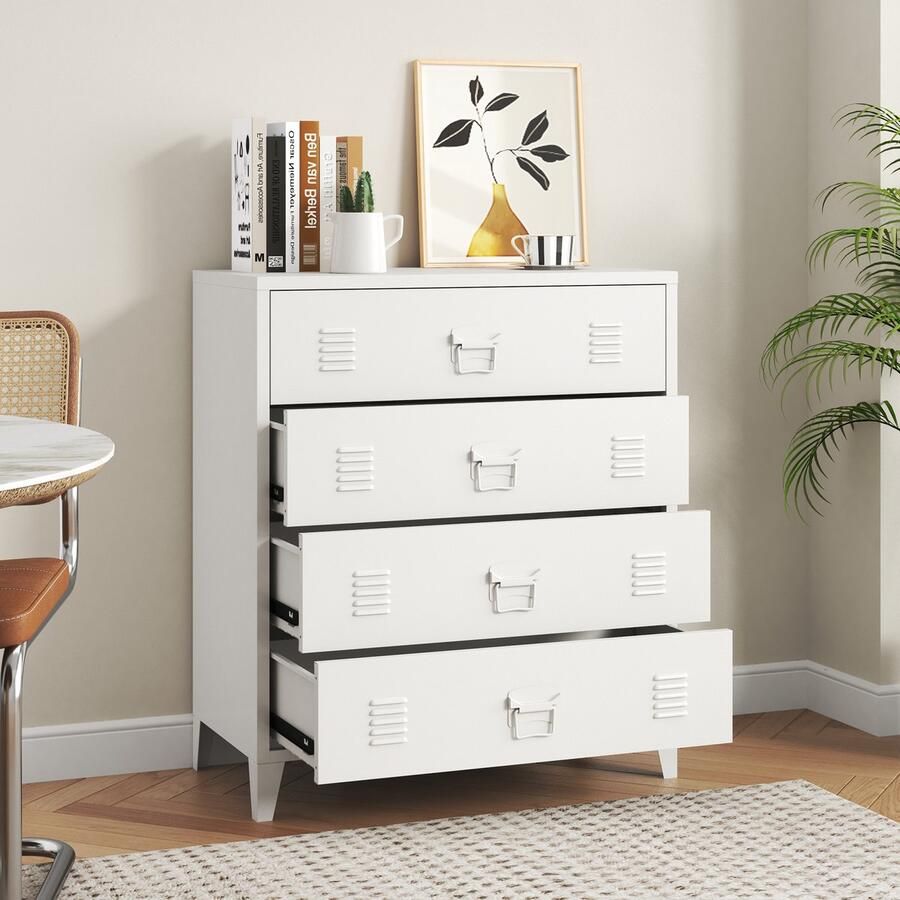 En.casa Ladekast Hämeenlinna commode met lades 92x80x40 cm wit [ ]