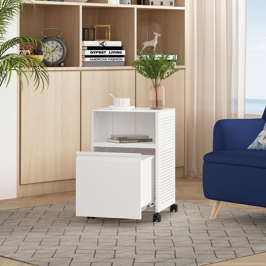 En.casa Ladekast Velvevn op wielen 54x40x36 cm wit [ ]