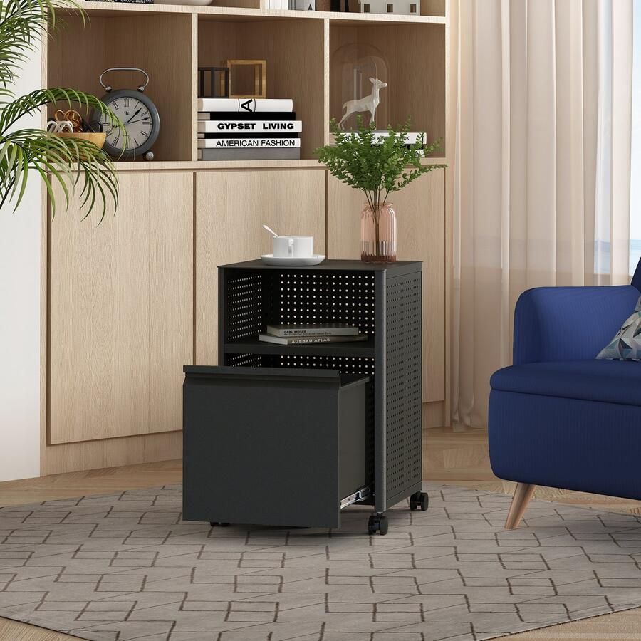 En.casa Ladekast Velvevn op wielen 54x40x36 cm zwart [ ]