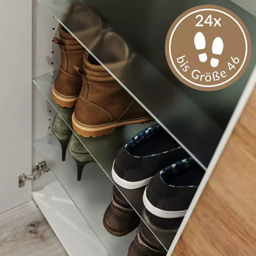 En.casa Ladenkastje Moderne schoenenkast wit eiken rep. B H D: 157 2x116 8x36 9cm